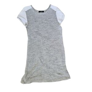 Sanctuary gray sweater dress tunic contrasting white short sleeve Small cozy